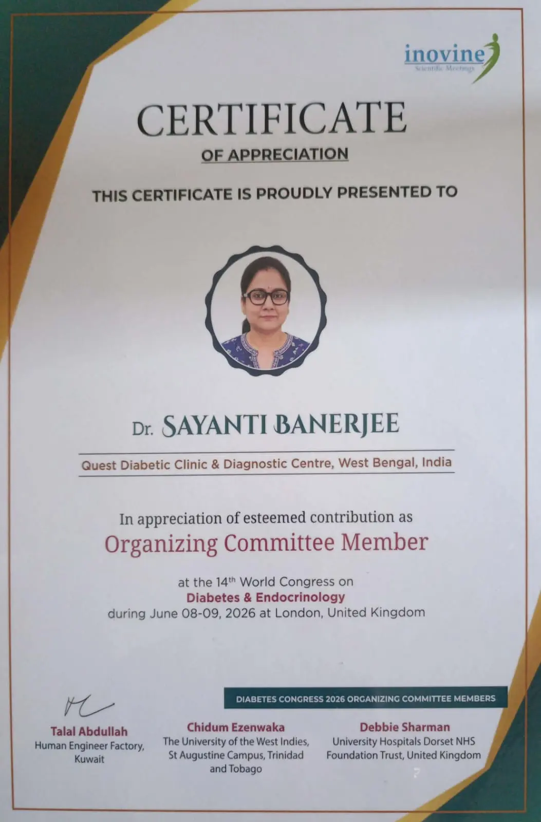 Organizing Committee Member Certificate